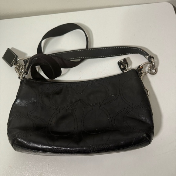 Coach Signature Patent Leather Hobo Handbag Purse Black Embossed F15141 - Picture 4 of 9